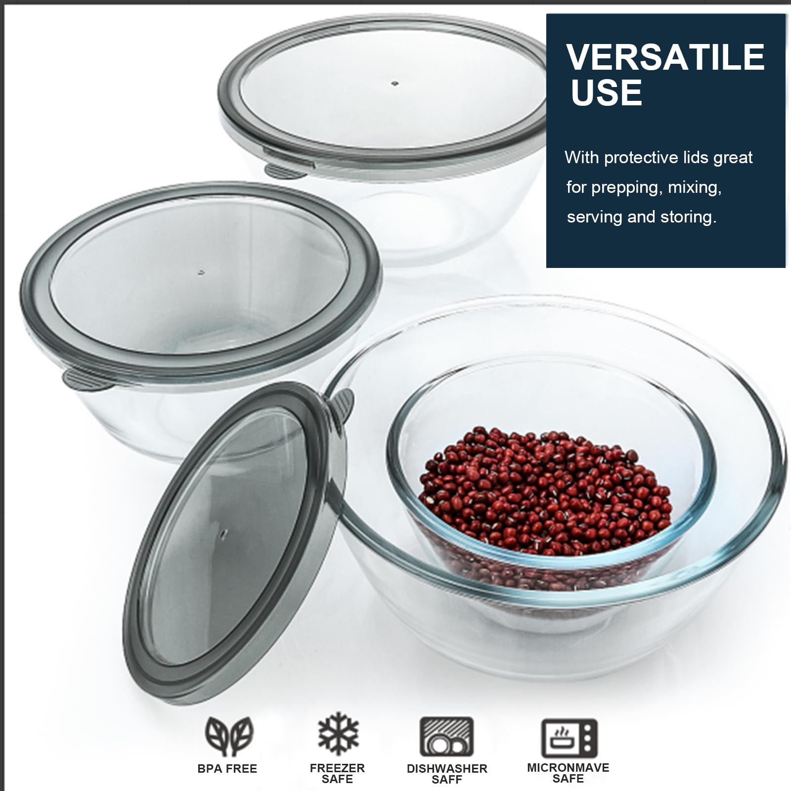 M MCIRCO nesting bowls with lids optimize pantry storage.