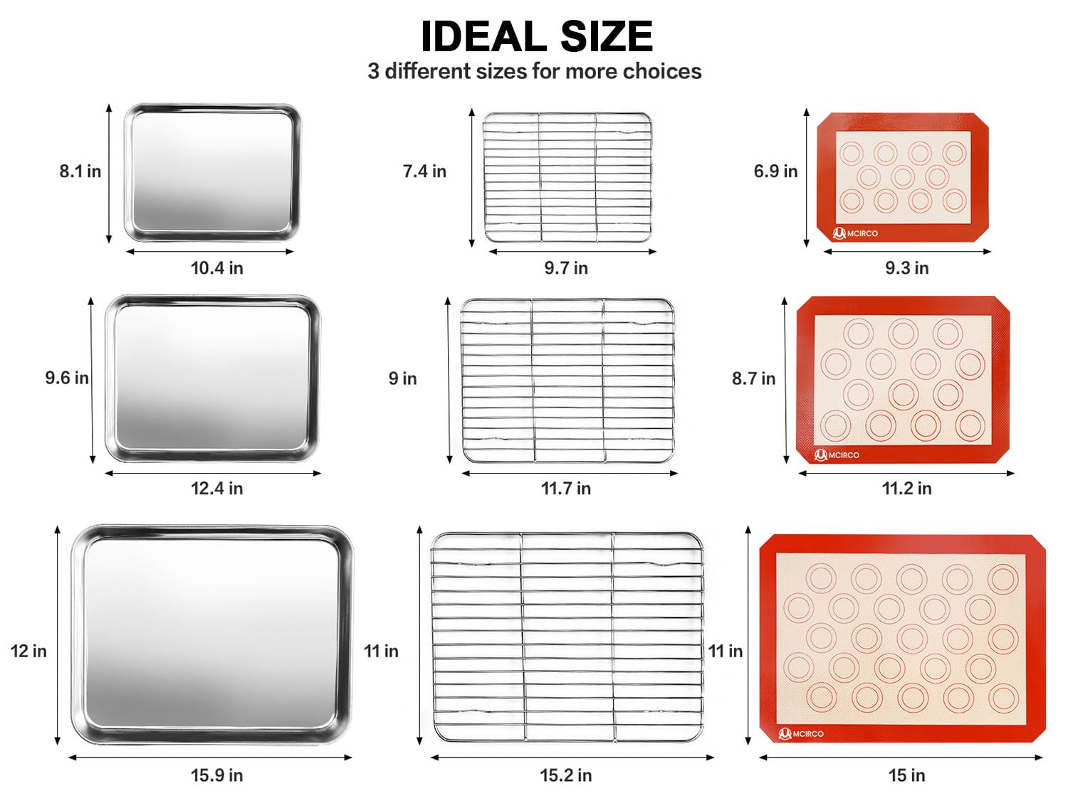M MCIRCO stainless steel baking sheet 12x9 showcases even heating and rust resistance