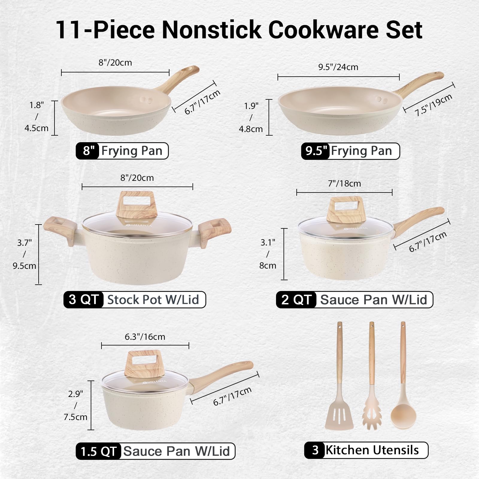 M MELENTA 8-inch nonstick frying pan with easy release surface