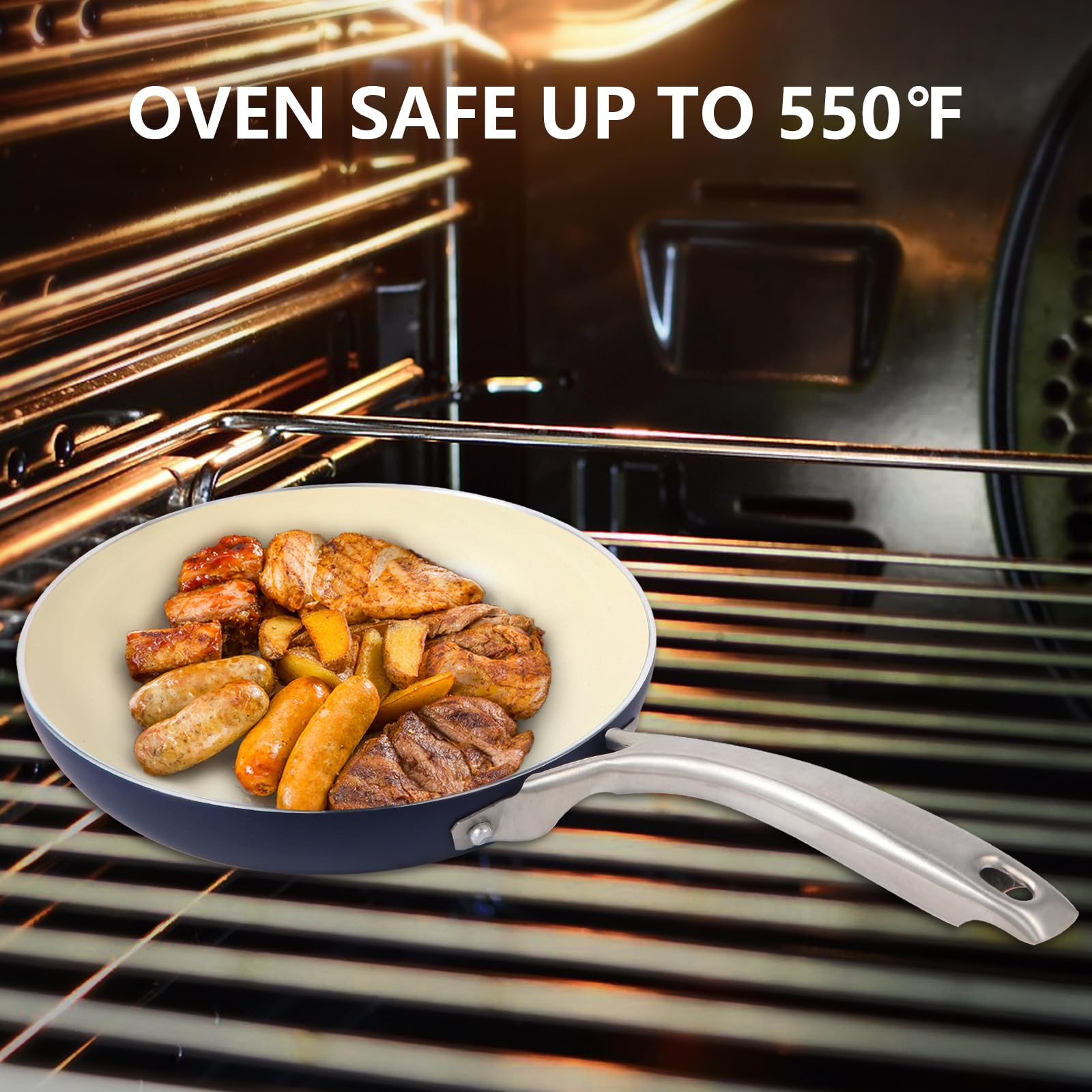 M MELENTA oven-safe construction withstands up to 550°F