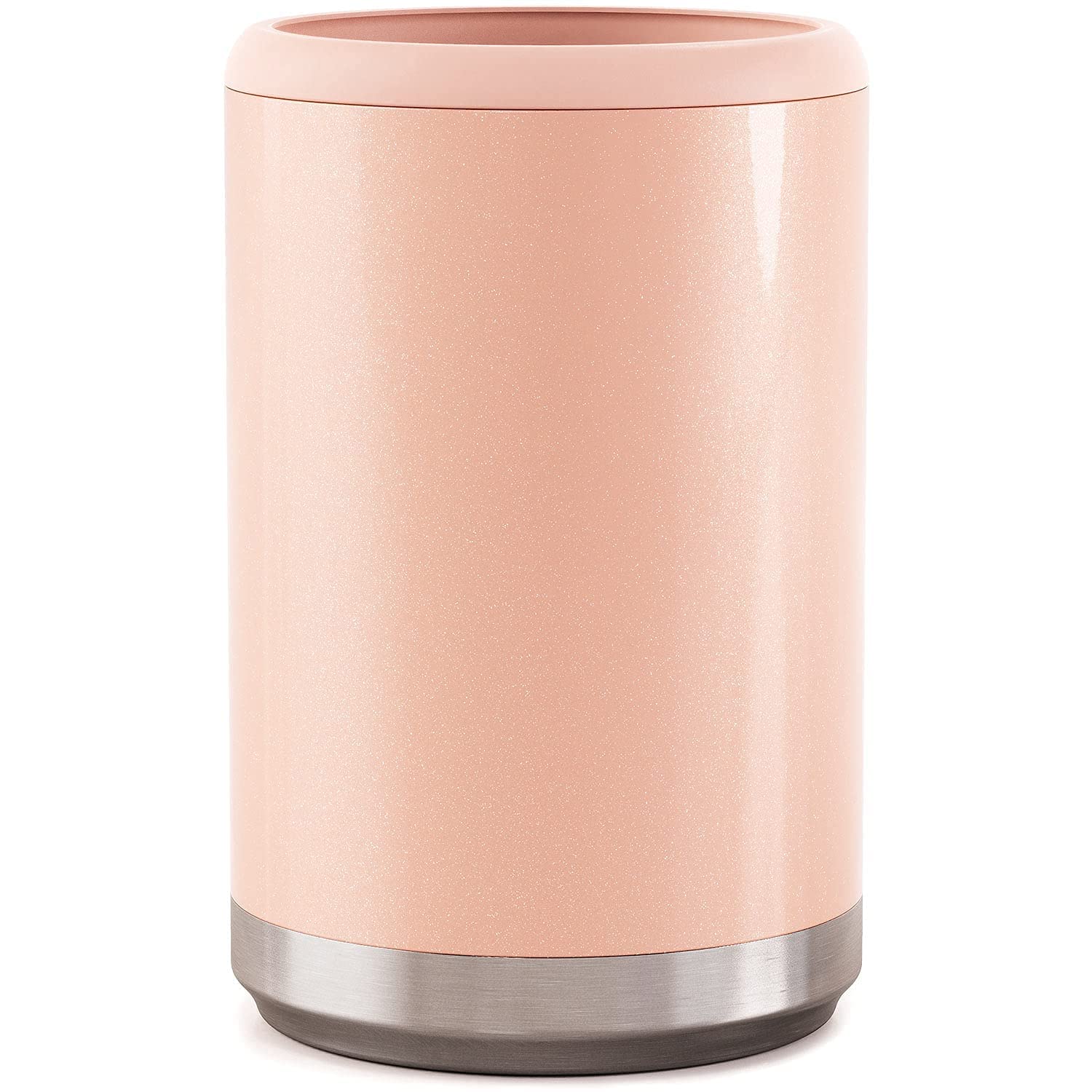 Maars Standard Can Cooler blush glitter top view highlights stylish finish and grip.