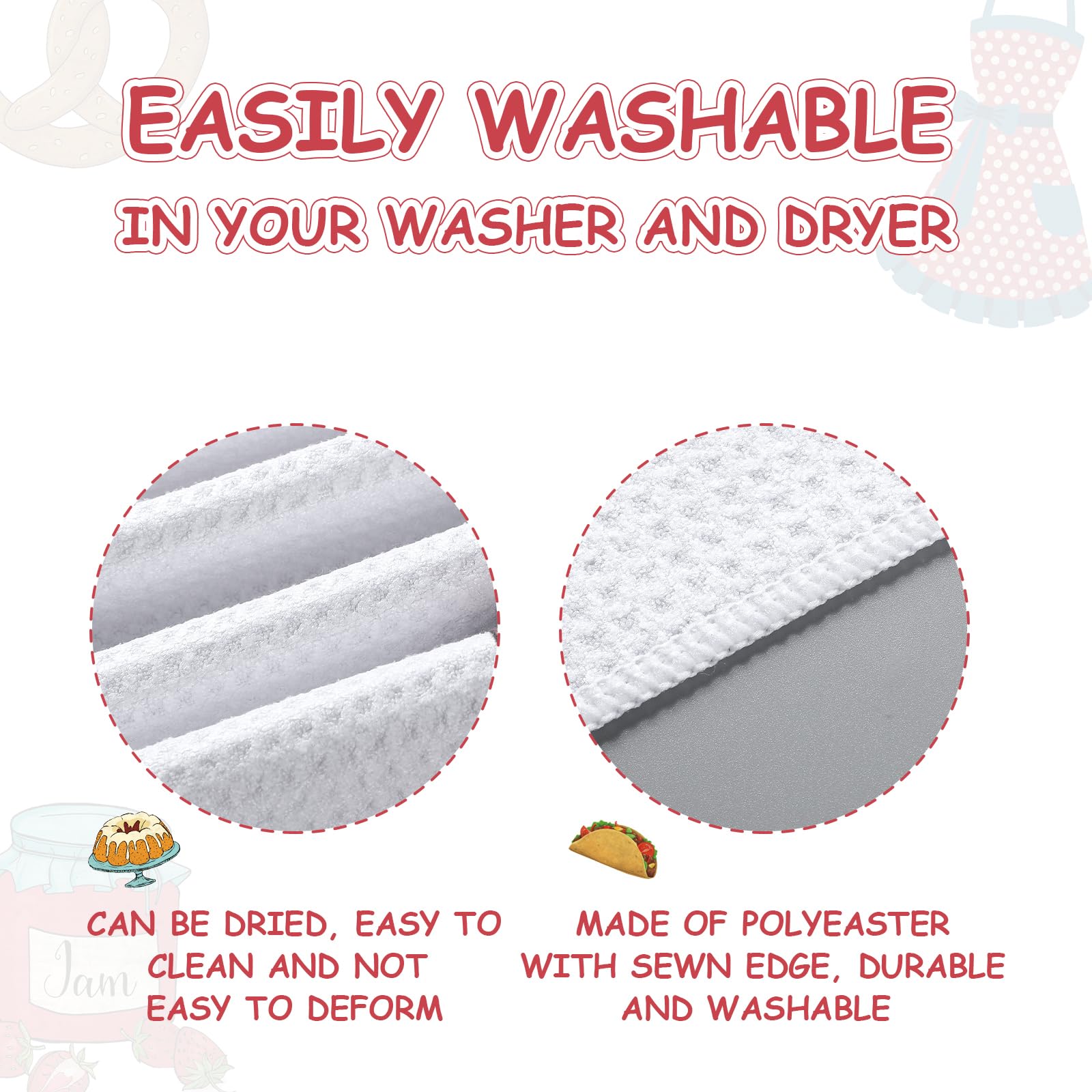 Macarrie decorative towels spread to show 40x60 cm size and design