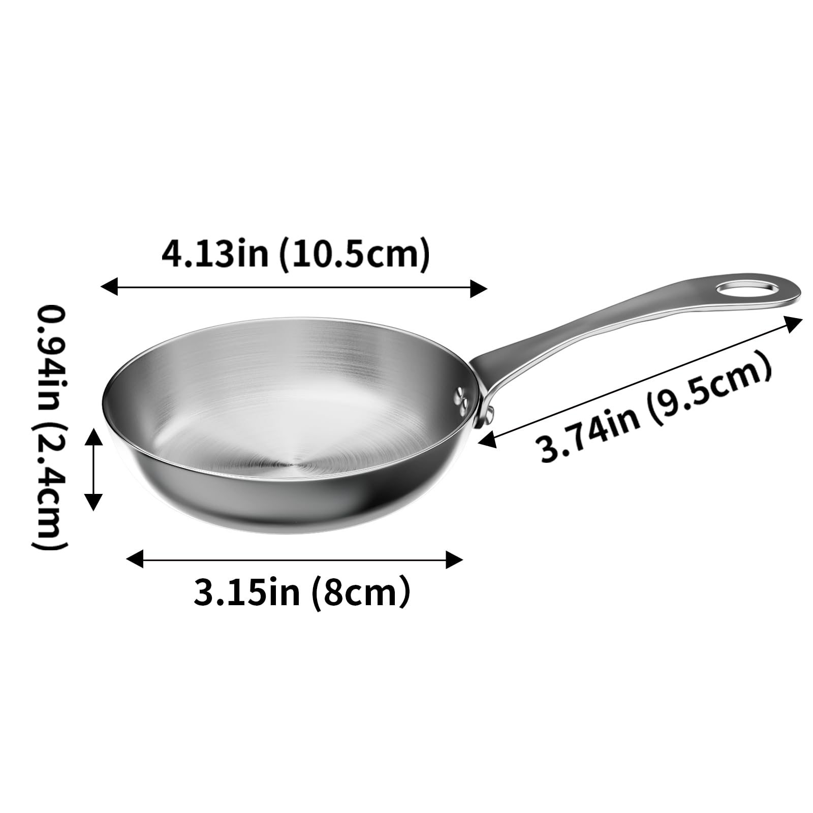 Macevia 4-inch sauce pan with handle for single servings.