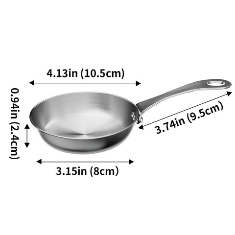 Macevia 4-inch sauce pan with handle for single servings.