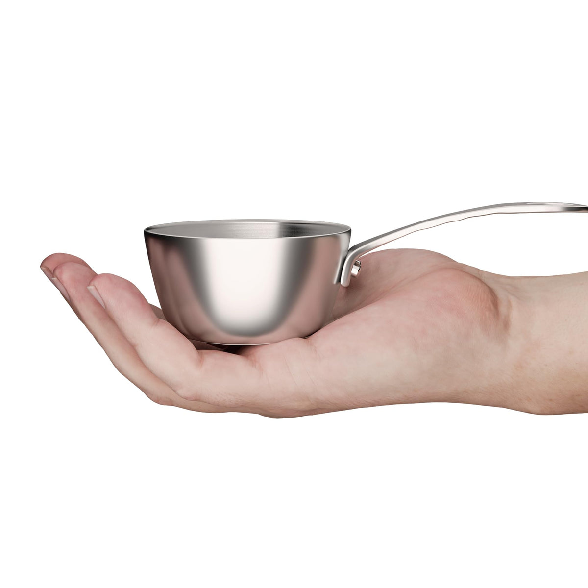 Macevia mini sauce pan melts butter on stovetop for a single serving.