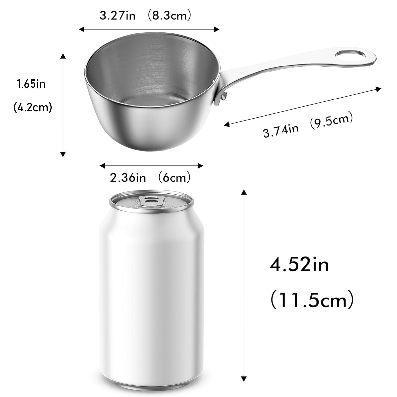 Macevia mini sauce pan with induction-ready bottom heats sauces evenly.