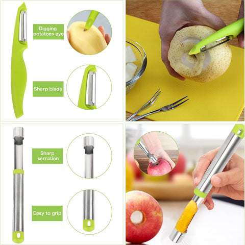 Machomby fruit peeler and core remover tool makes seed removal easy.