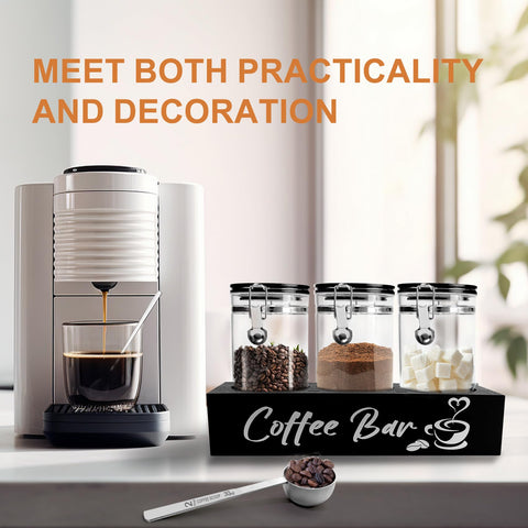MACIFECI rustic black storage adds decorative warmth to any coffee station