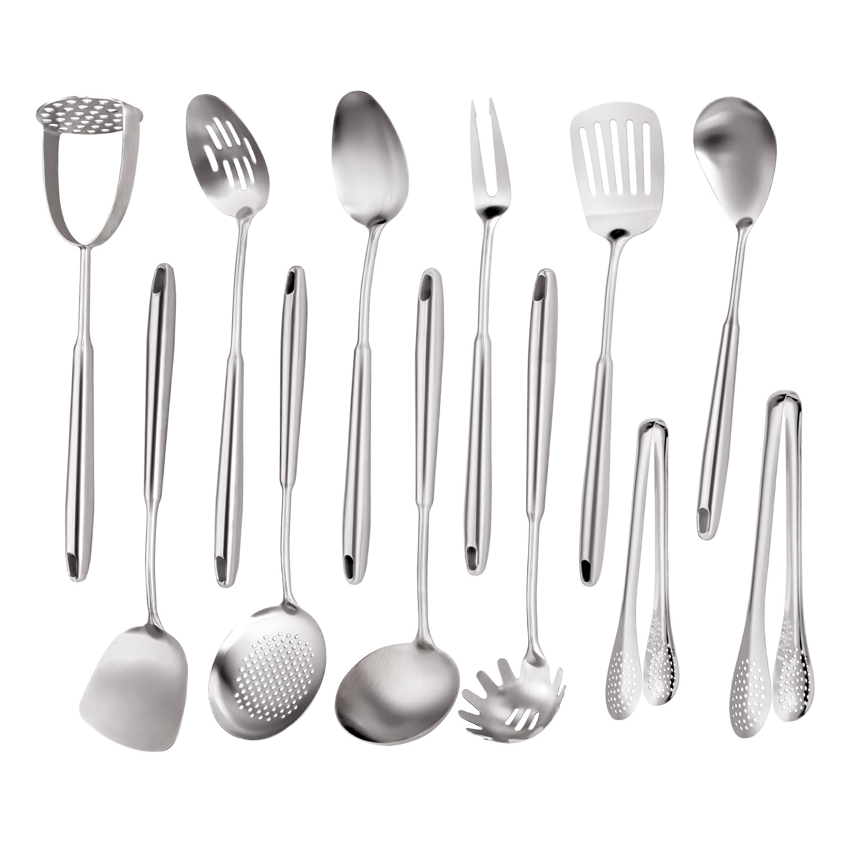 Macifeci stainless steel utensils set displayed together for versatile kitchen prep