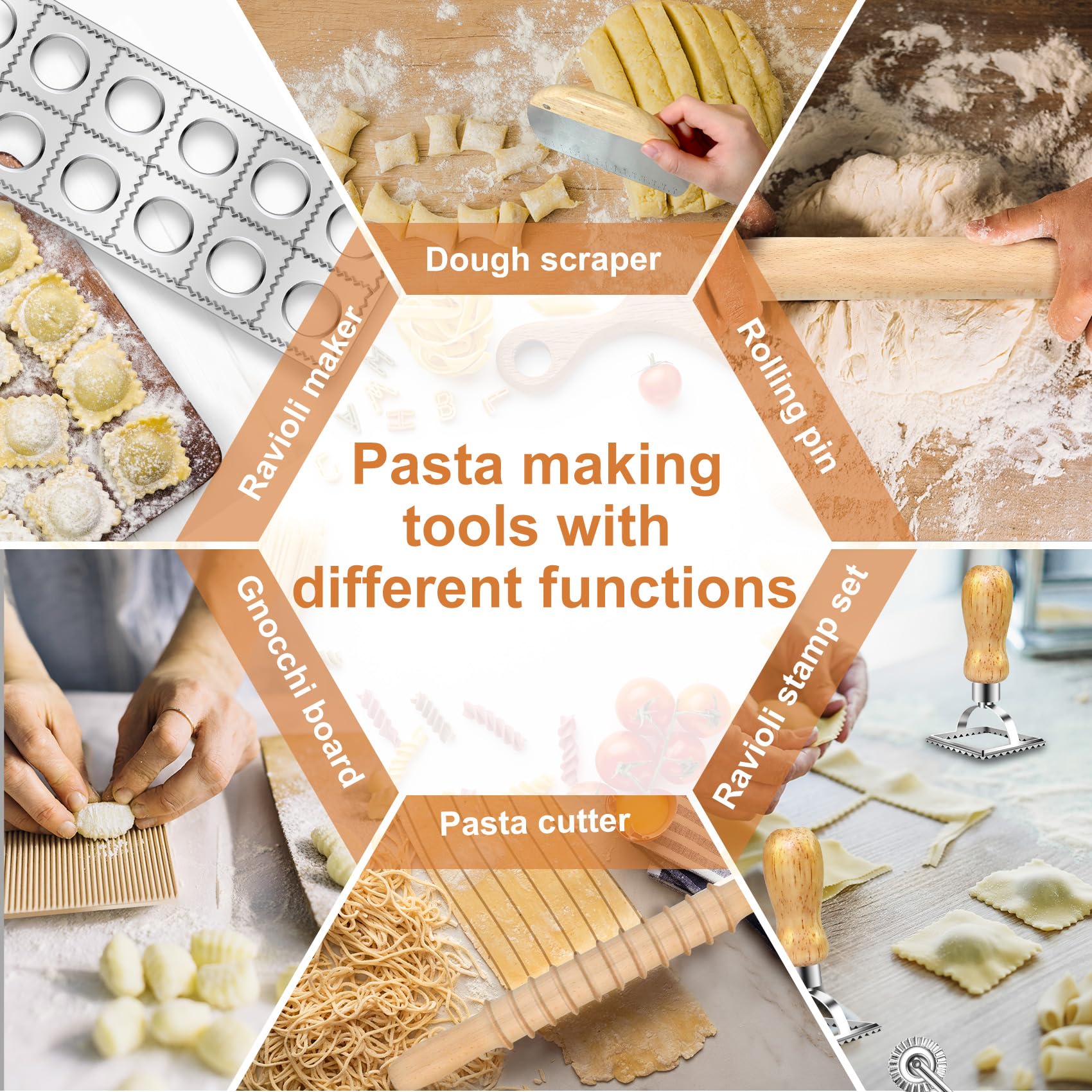 MACIFECI wooden pasta cutter for precise, clean pasta edges.