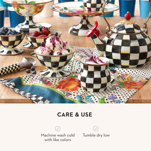Mackenzie-Childs blooming design towel enhances bathroom and kitchen aesthetics