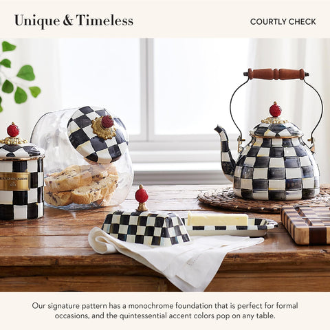 MACKENZIE-CHILDS enamel butter dish doubles as decorative countertop art.