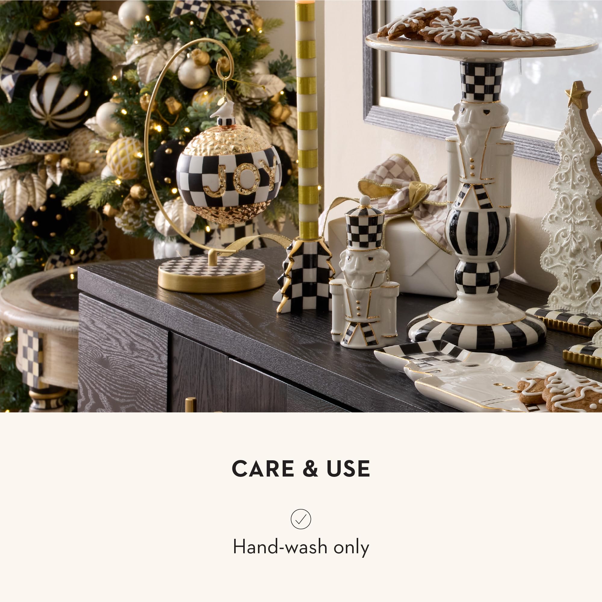 MacKenzie-Childs close-up shows intricate hand-painted pattern detail.