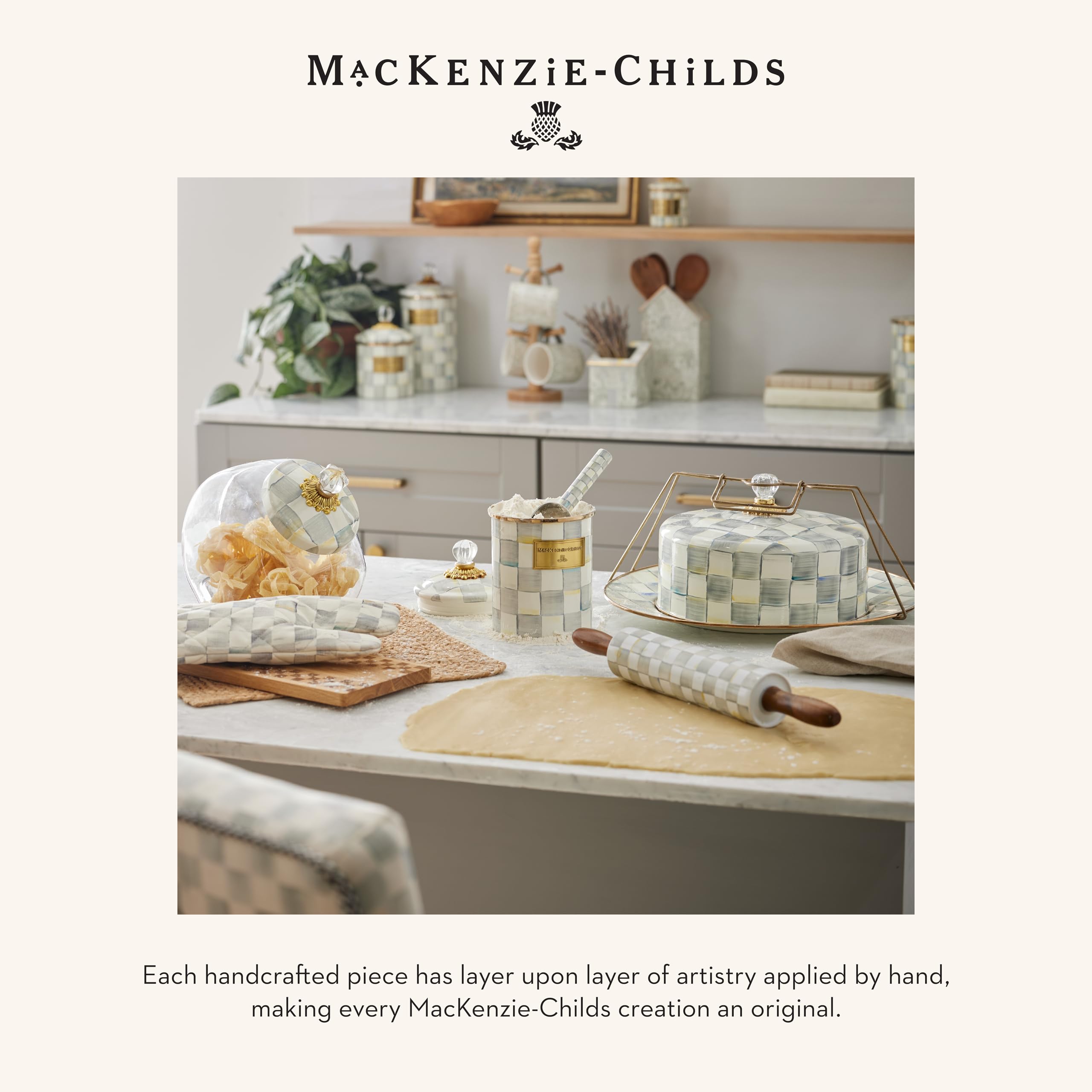 MACKENZIE-CHILDS Countertop towel holder adds classic decor to daily tasks.
