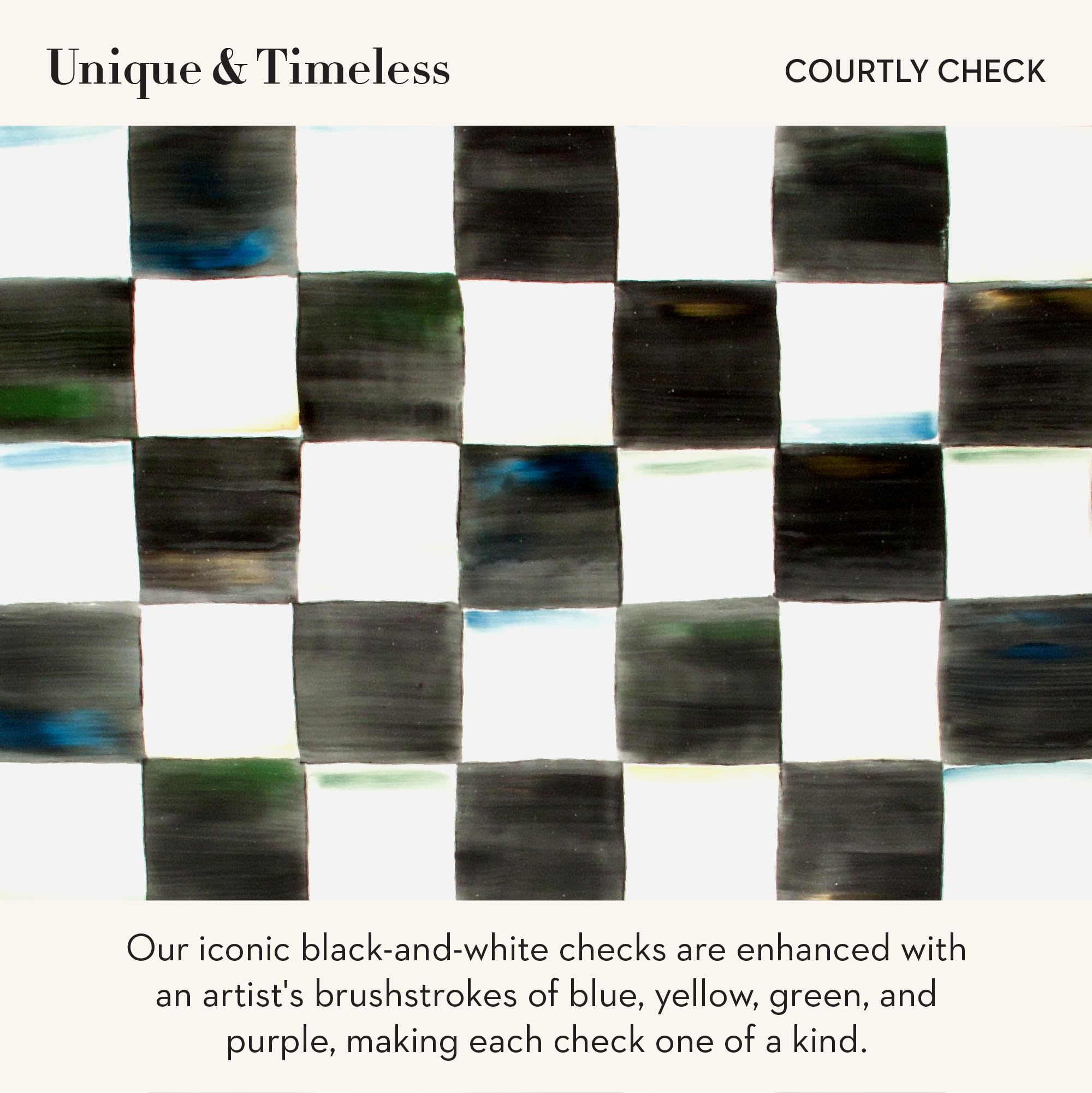 Mackenzie-Childs Courtly Check mini canister ideal for tea, coffee, or spices.