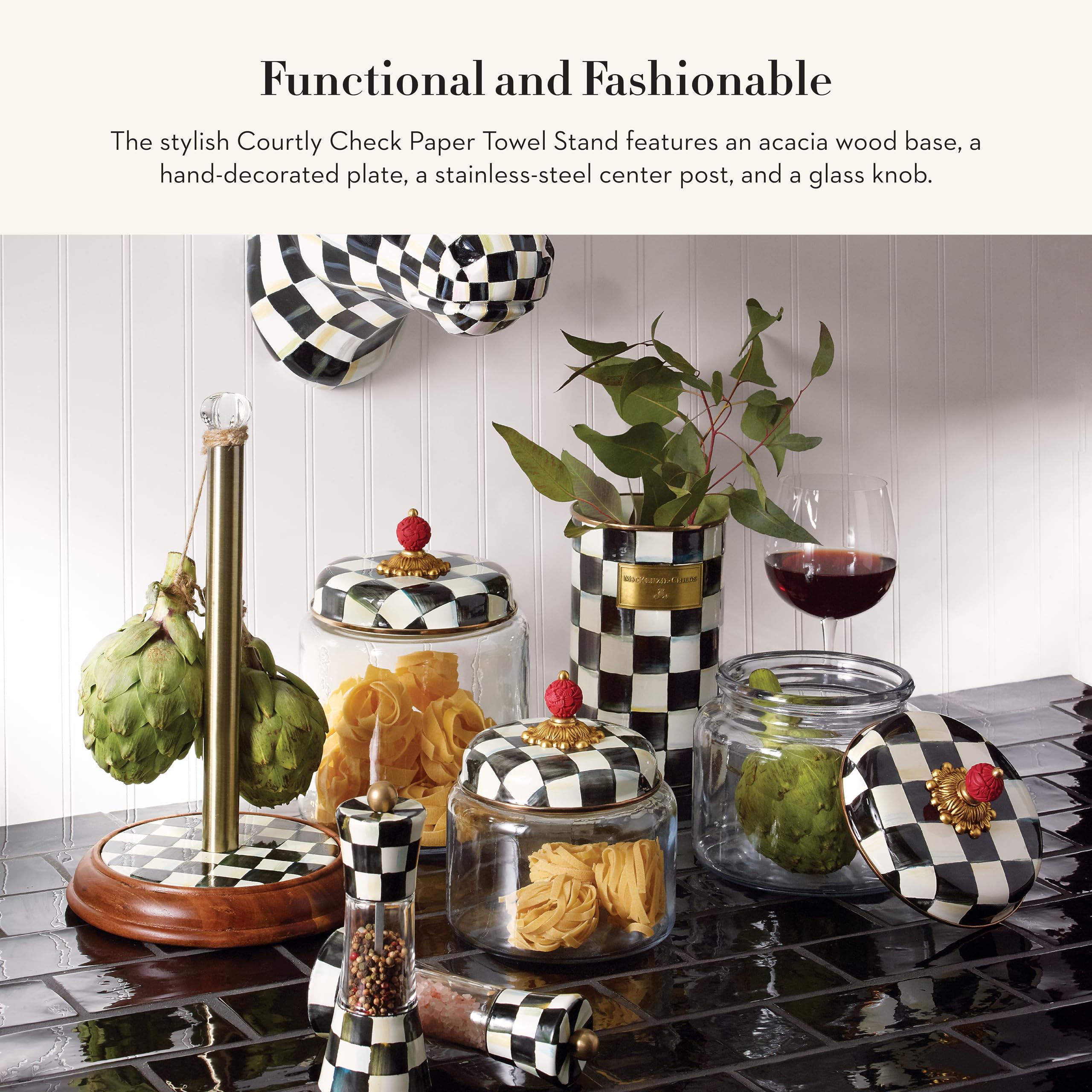 MACKENZIE-CHILDS Courtly Check enamel adds iconic black-and-white charm