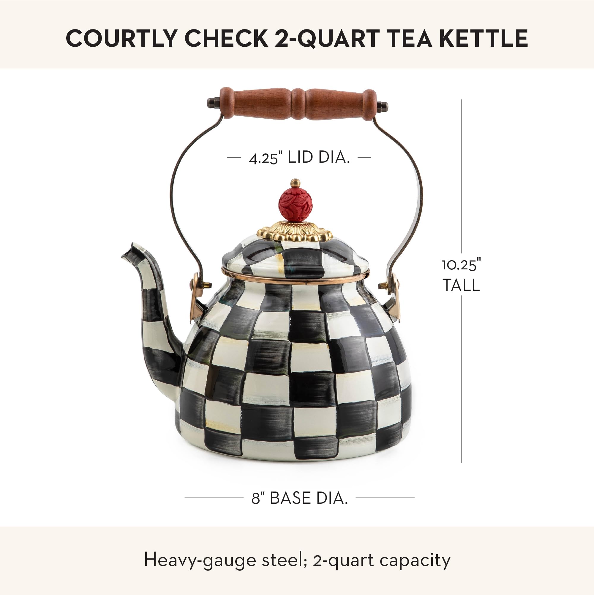 MACKENZIE-CHILDS Courtly Check pattern enhances kitchen decor as it heats