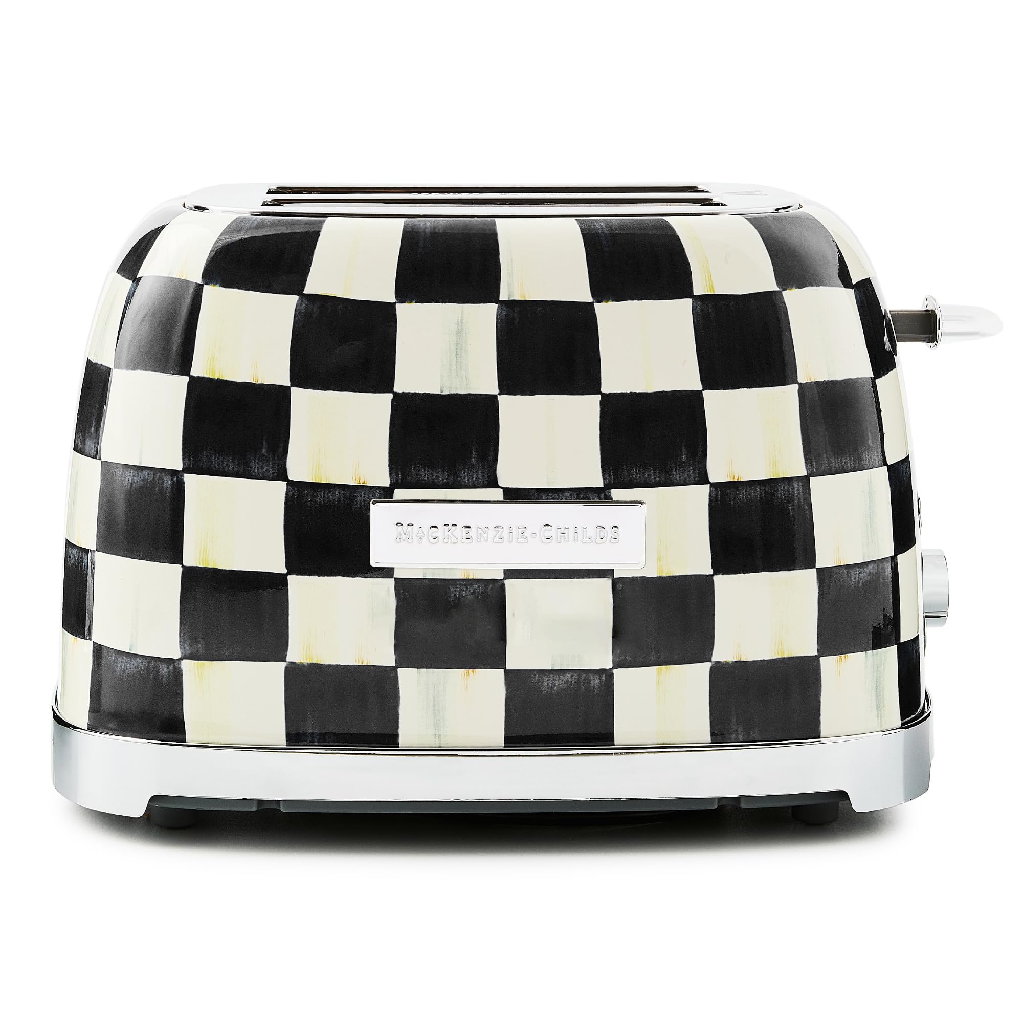 MacKenzie-Childs Courtly Check toaster front view adds chic kitchen style.