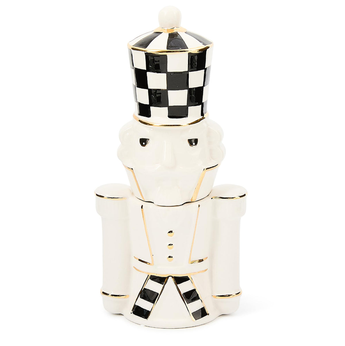MacKenzie-Childs Courtly Noel salt shaker with hand-painted charm for festive tables.
