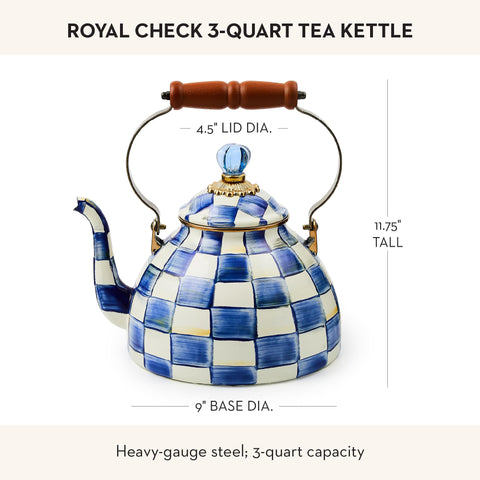 MACKENZIE-CHILDS kettle styled in a kitchen setting as decor and utility