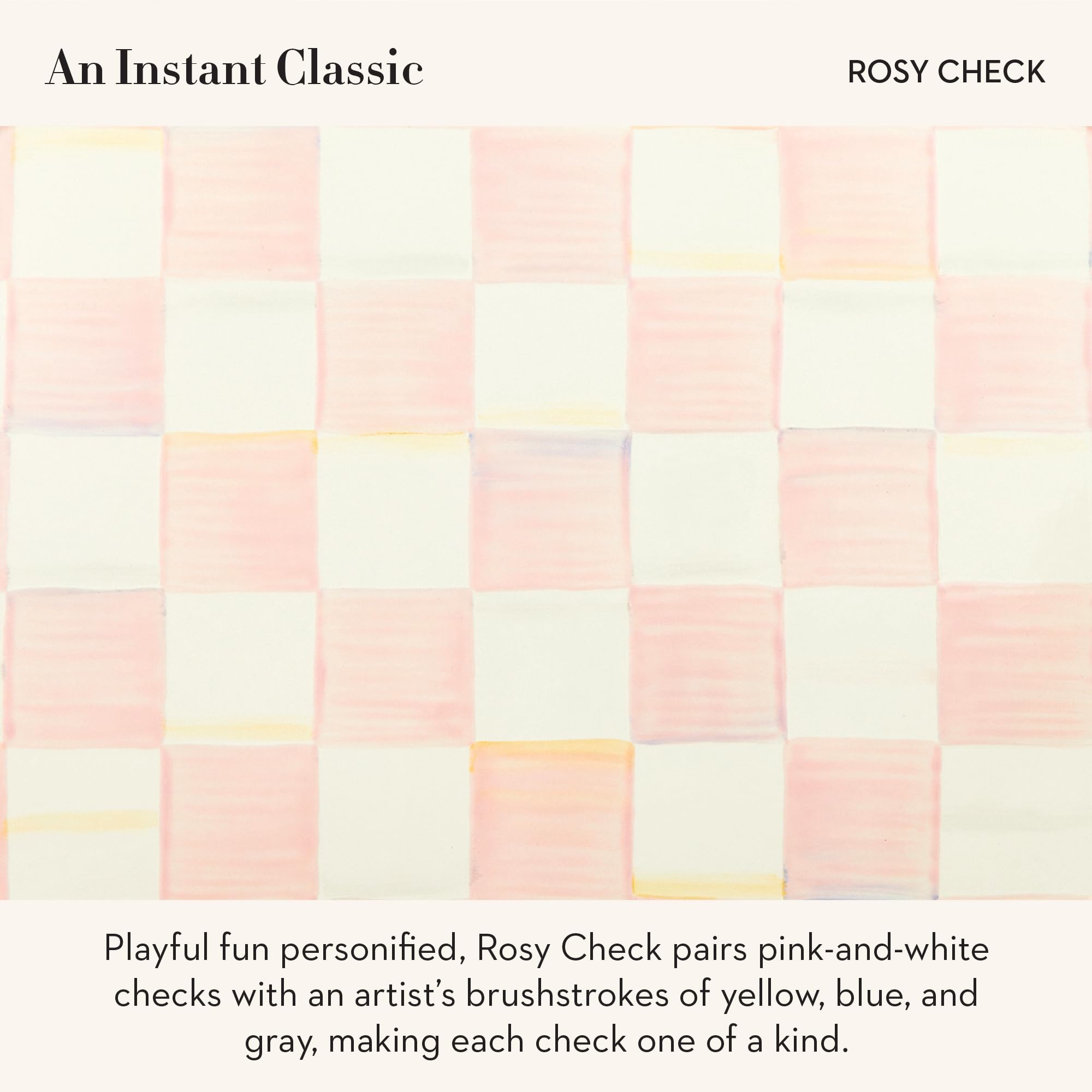 Mackenzie-Childs Rosy Check kettle spout showcases elegant check pattern for precise pouring