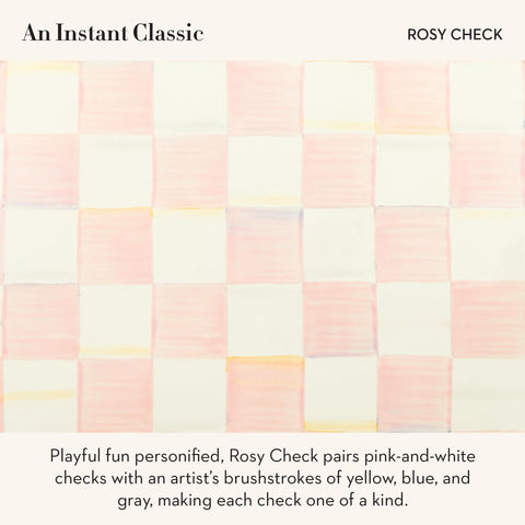 Mackenzie-Childs Rosy Check kettle spout showcases elegant check pattern for precise pouring