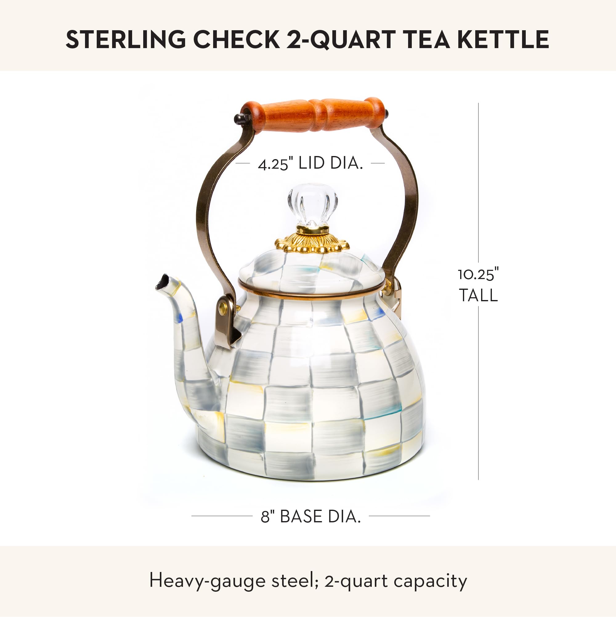 MACKENZIE-CHILDS enamel tea kettle suited for daily stovetop use and décor