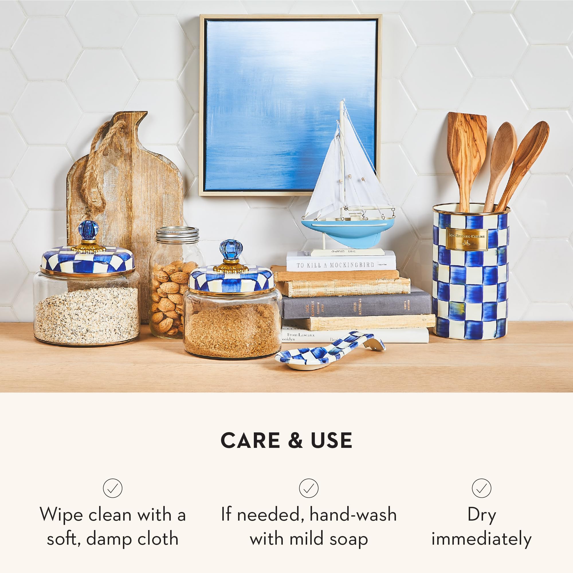 MacKenzie-Childs utensil holder makes a gift-ready kitchen accessory.
