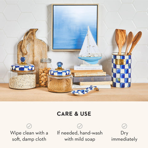 MacKenzie-Childs utensil holder makes a gift-ready kitchen accessory.
