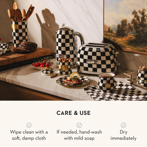 MACKENZIE-CHILDS enamel utensil holder kitchen decor inspiration in Courtly Check