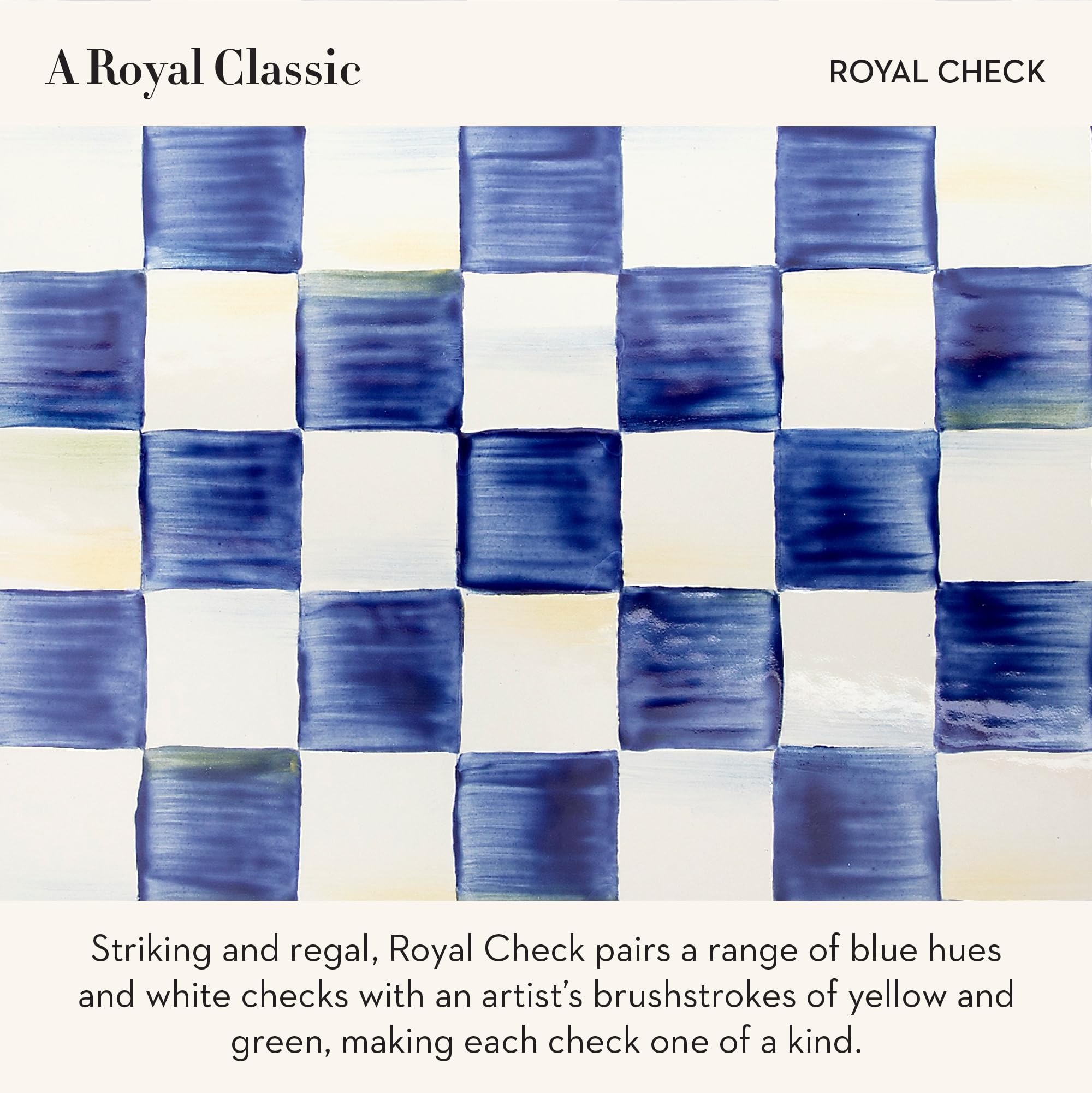 MacKenzie-Childs Royal Check pattern with detail for stylish storage.