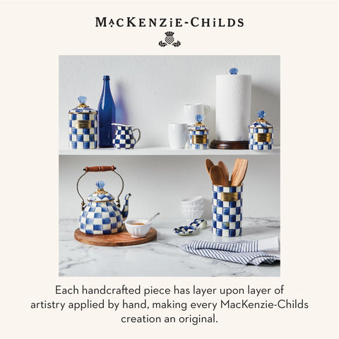 MacKenzie-Childs enamel utensil holder doubles as an elegant home decor piece.
