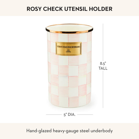MacKenzie-Childs Rosy Check enamelware, gift idea for home celebrations