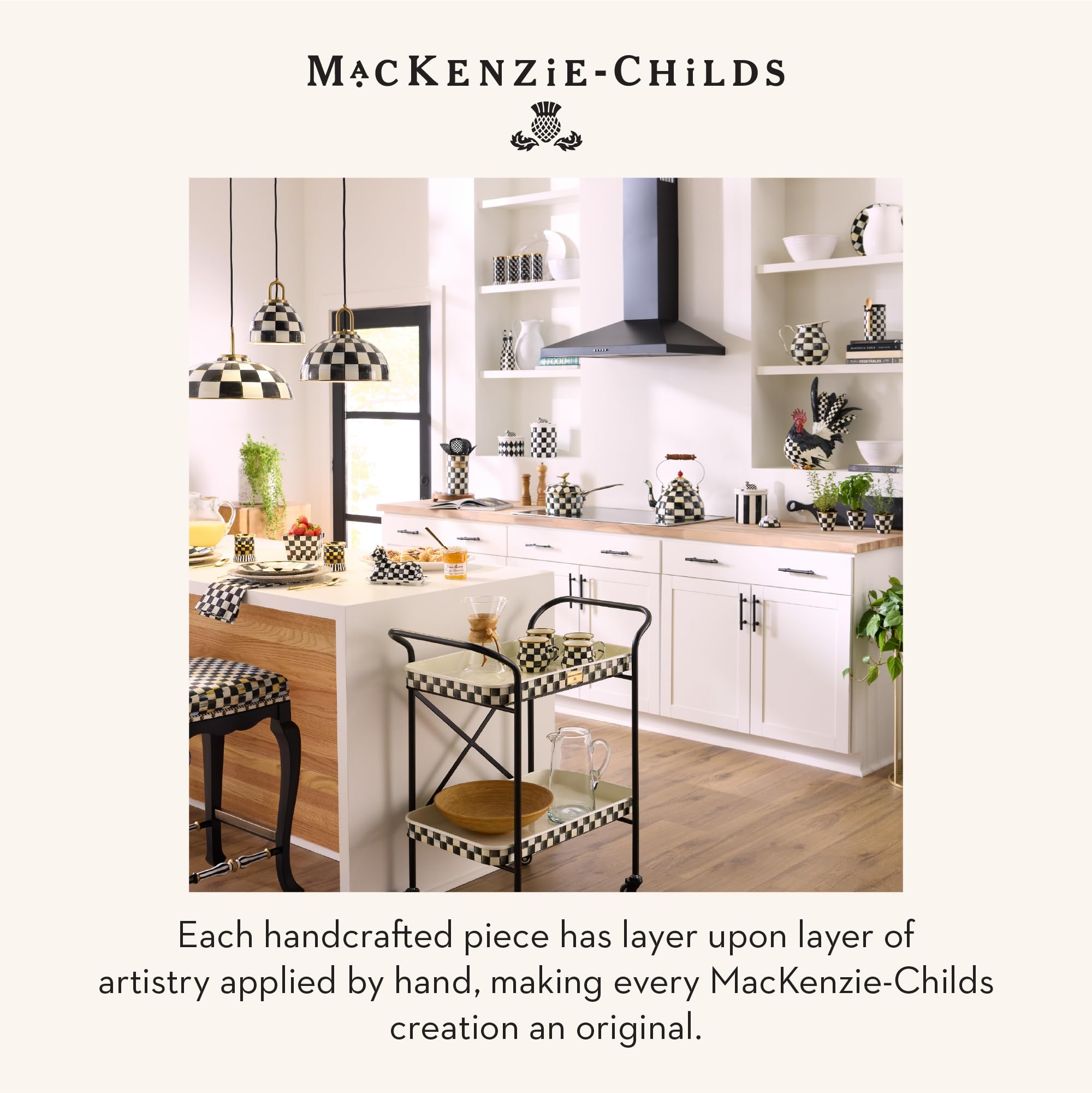 Mackenzie-Childs canister set on countertop for stylish storage and decor