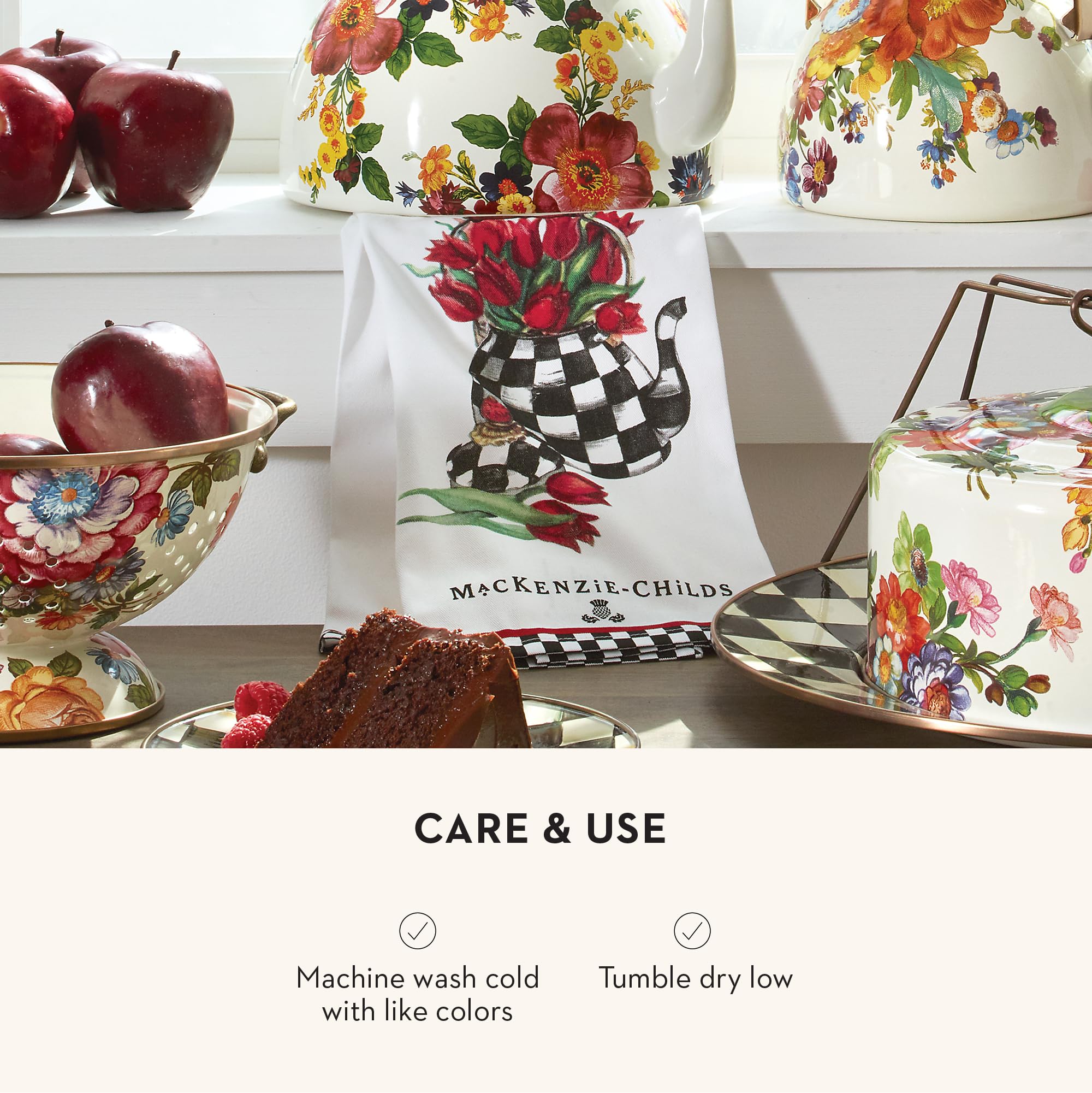 Gift-ready MacKenzie-Childs towel, a thoughtful housewarming or wedding present.