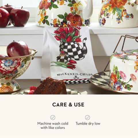 Gift-ready MacKenzie-Childs towel, a thoughtful housewarming or wedding present.