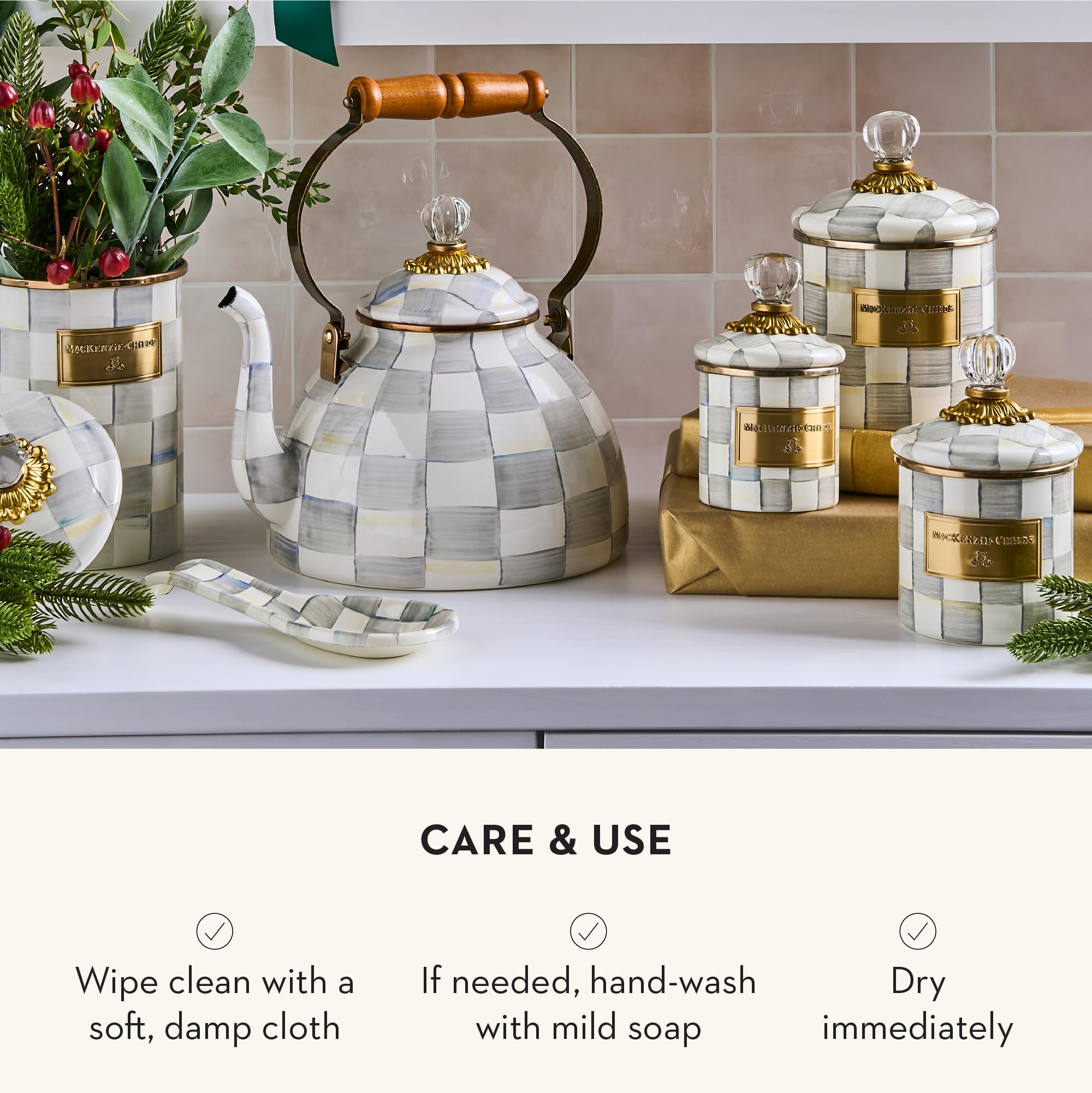 MACKENZIE-CHILDS Grey Check design makes a thoughtful gift for hosts