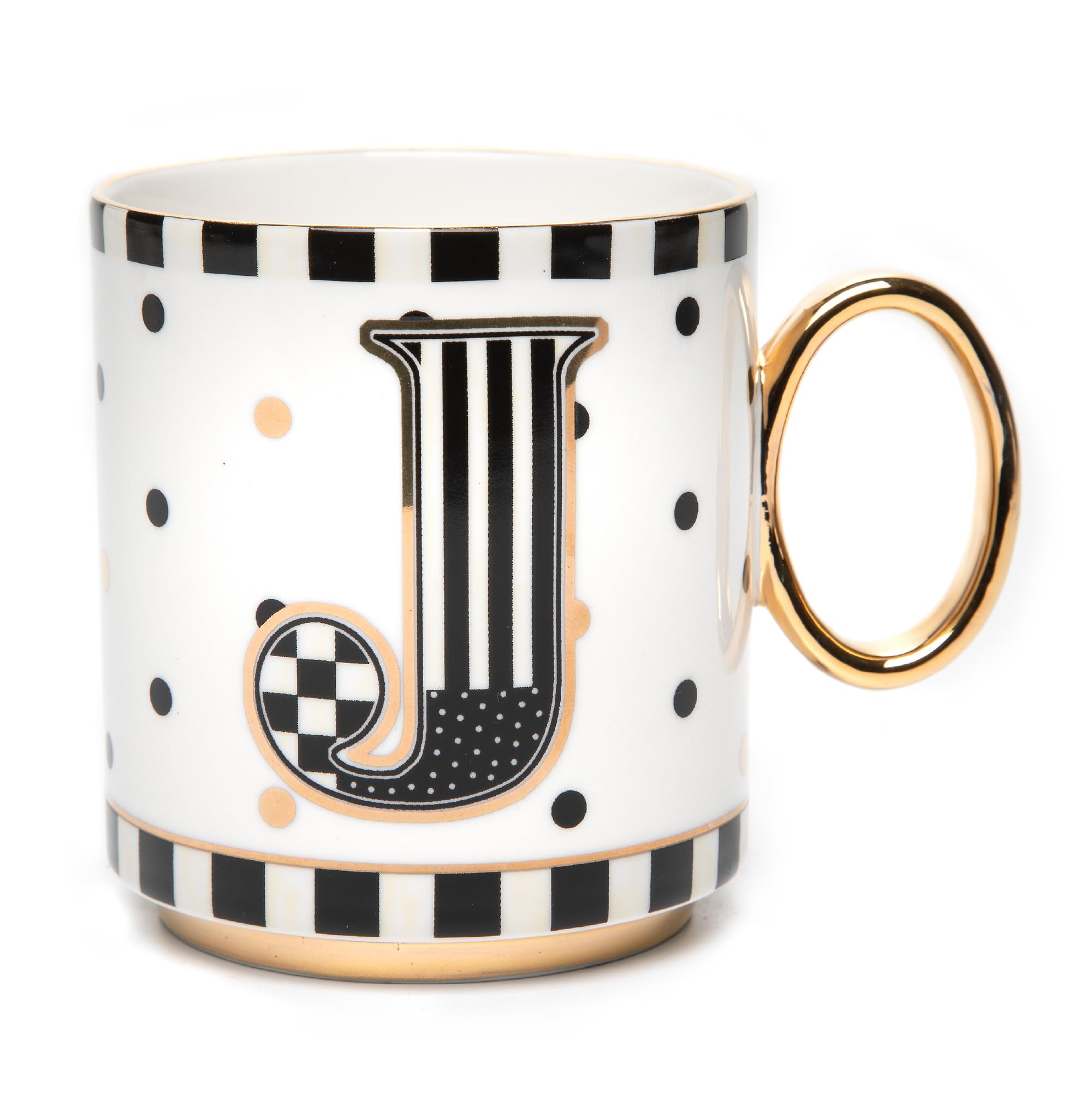 MacKenzie-Childs My Mug Letter A with golden handle for personal use.