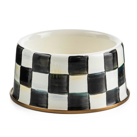 Mackenzie-Childs pet bowl Courtly Check medium with enamel for daily meals.