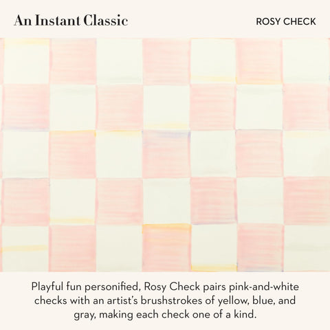 Rosy Check on-counter decor from MacKenzie-Childs on the kitchen counter