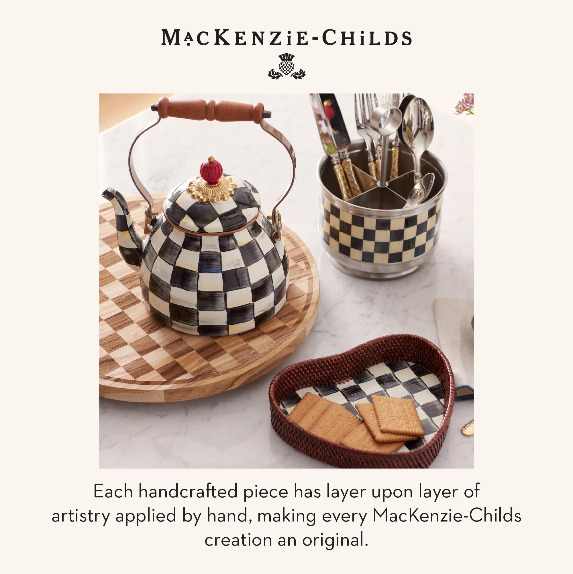 MacKenzie-Childs table storage adds decor and organization to daily dining