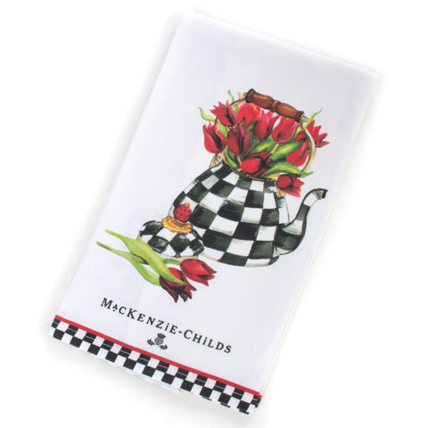MacKenzie-Childs Tulip Tea Kettle dish towel adds whimsical style for hands and dishes.