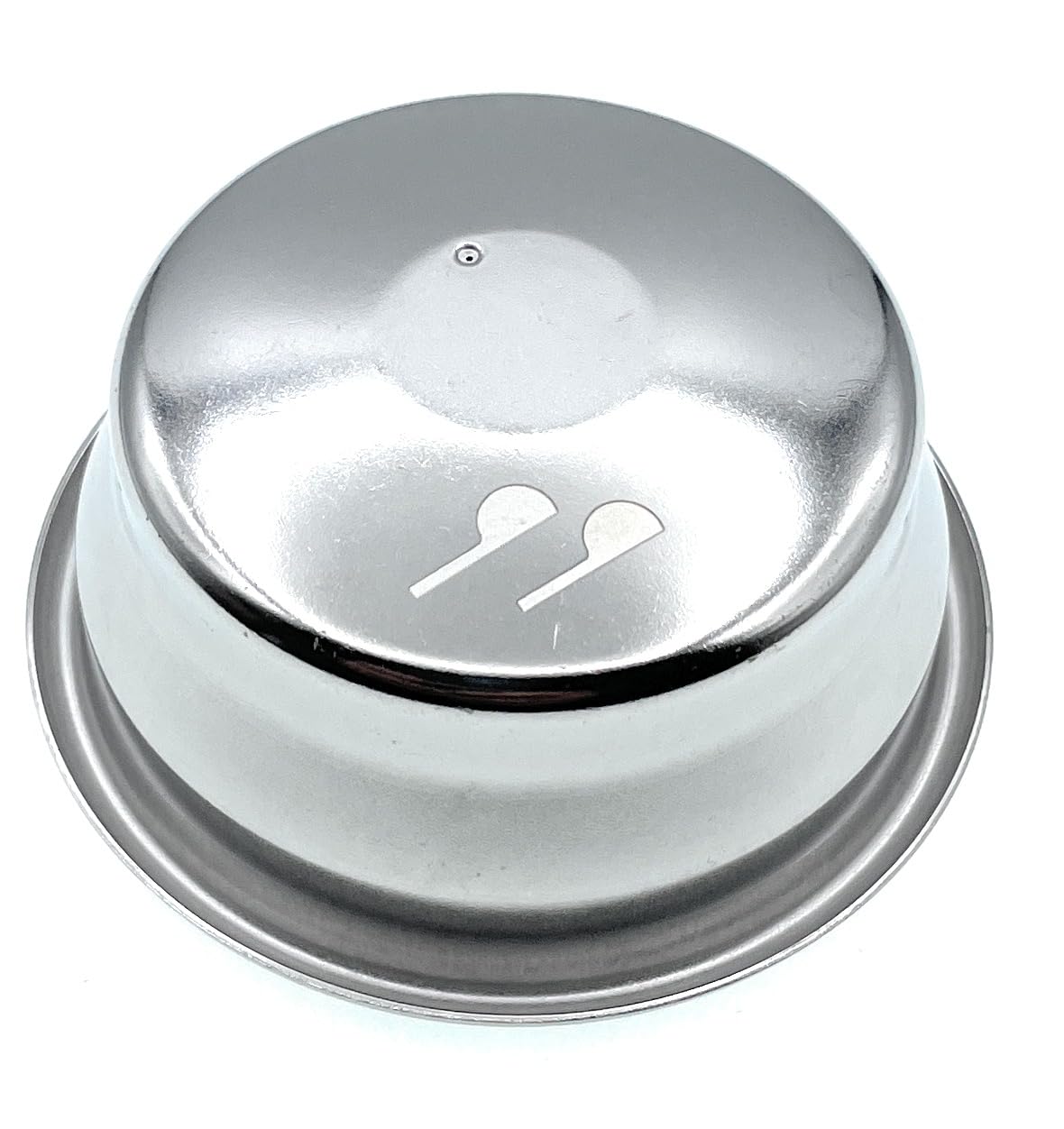 MacMaxe 54mm filter basket front view shows durable stainless steel for consistent espresso
