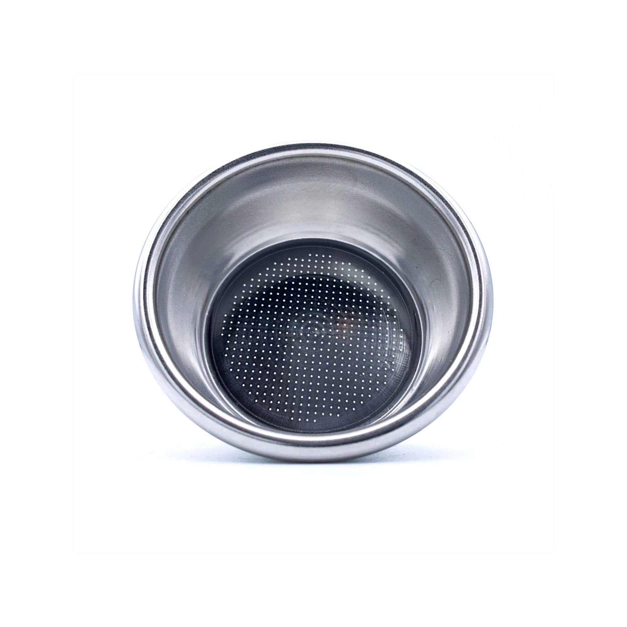 Metal portafilter container with stainless steel construction for durable espresso gear.