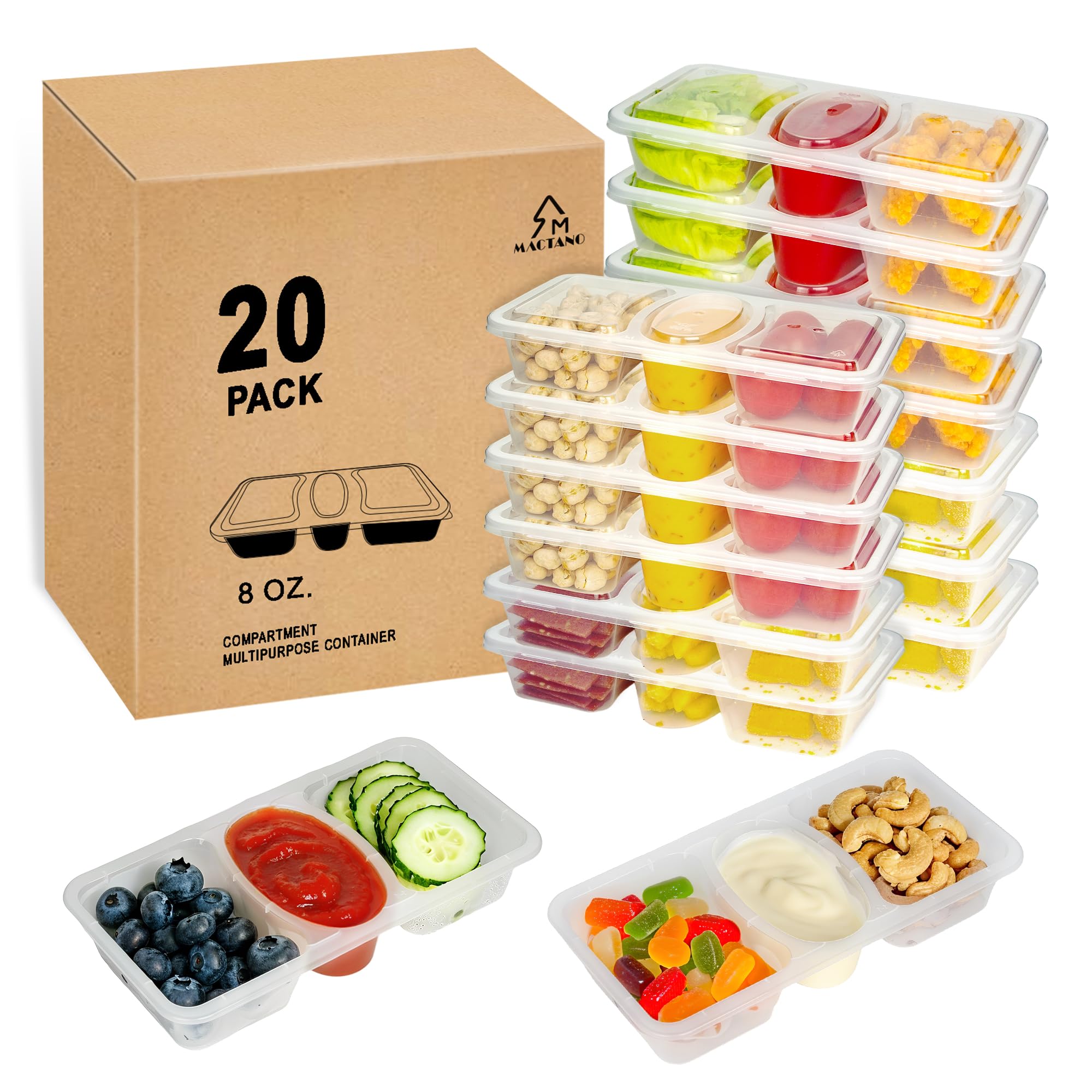 MACTANO 8 oz snack container with lids for spill-free organization