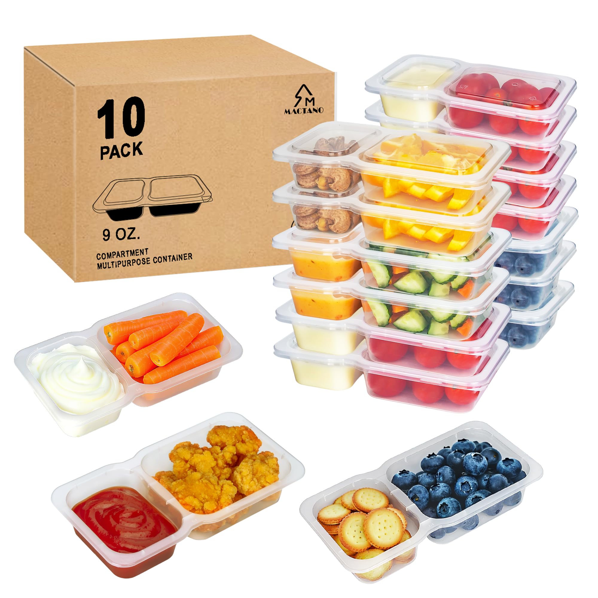 MACTANO 9 oz snack containers with lids showing spill-proof seal for daily storage