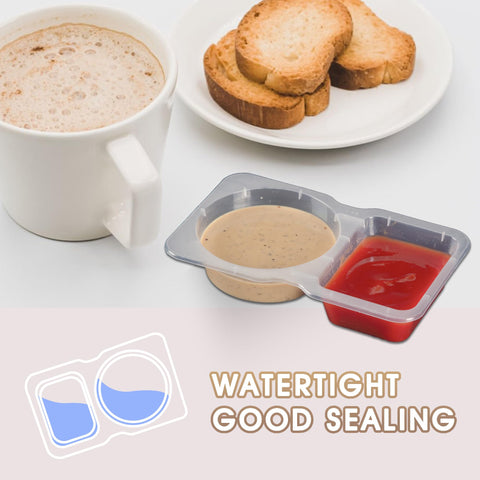 MACTANO condiment container with secure lids prevents leaks during transport.