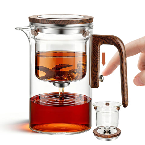MACTANO Enchant Tea Pot glass body visible brew color as it steeps.