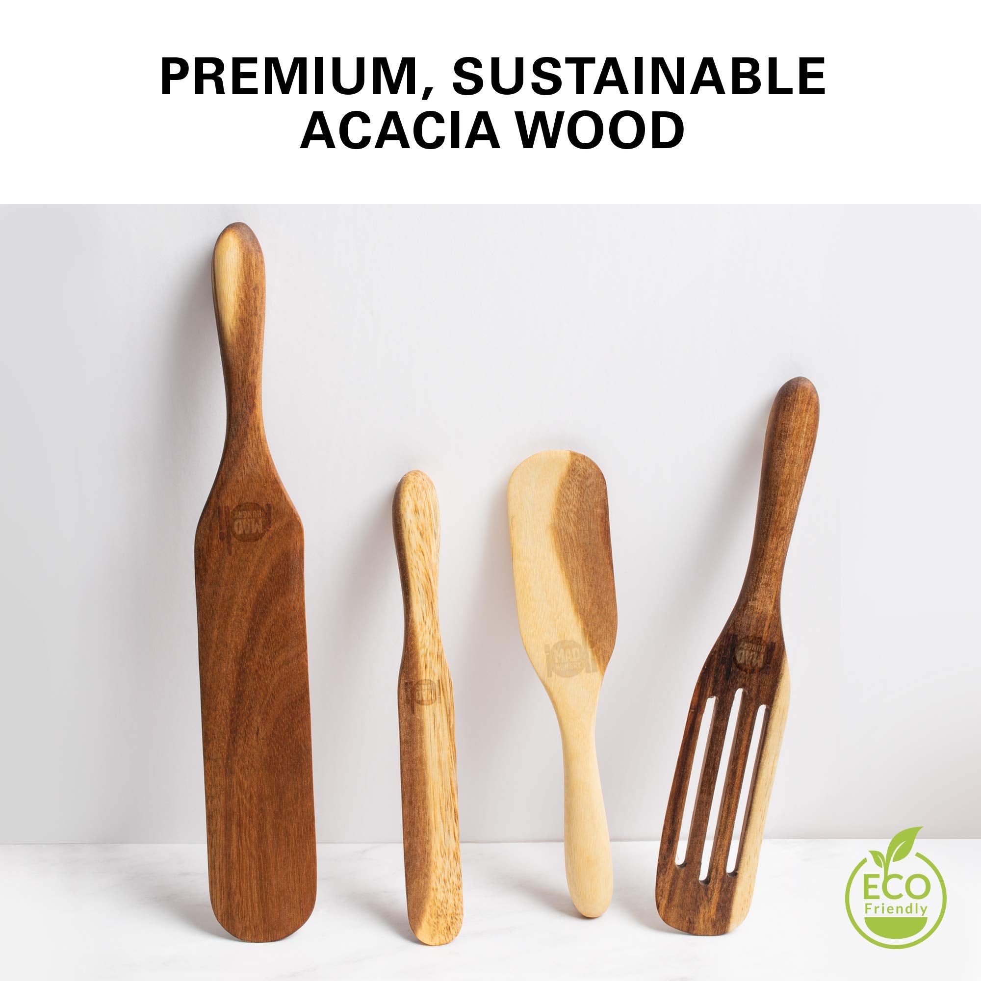 Mad Hungry Spurtle Acacia wood finish protects nonstick cookware.