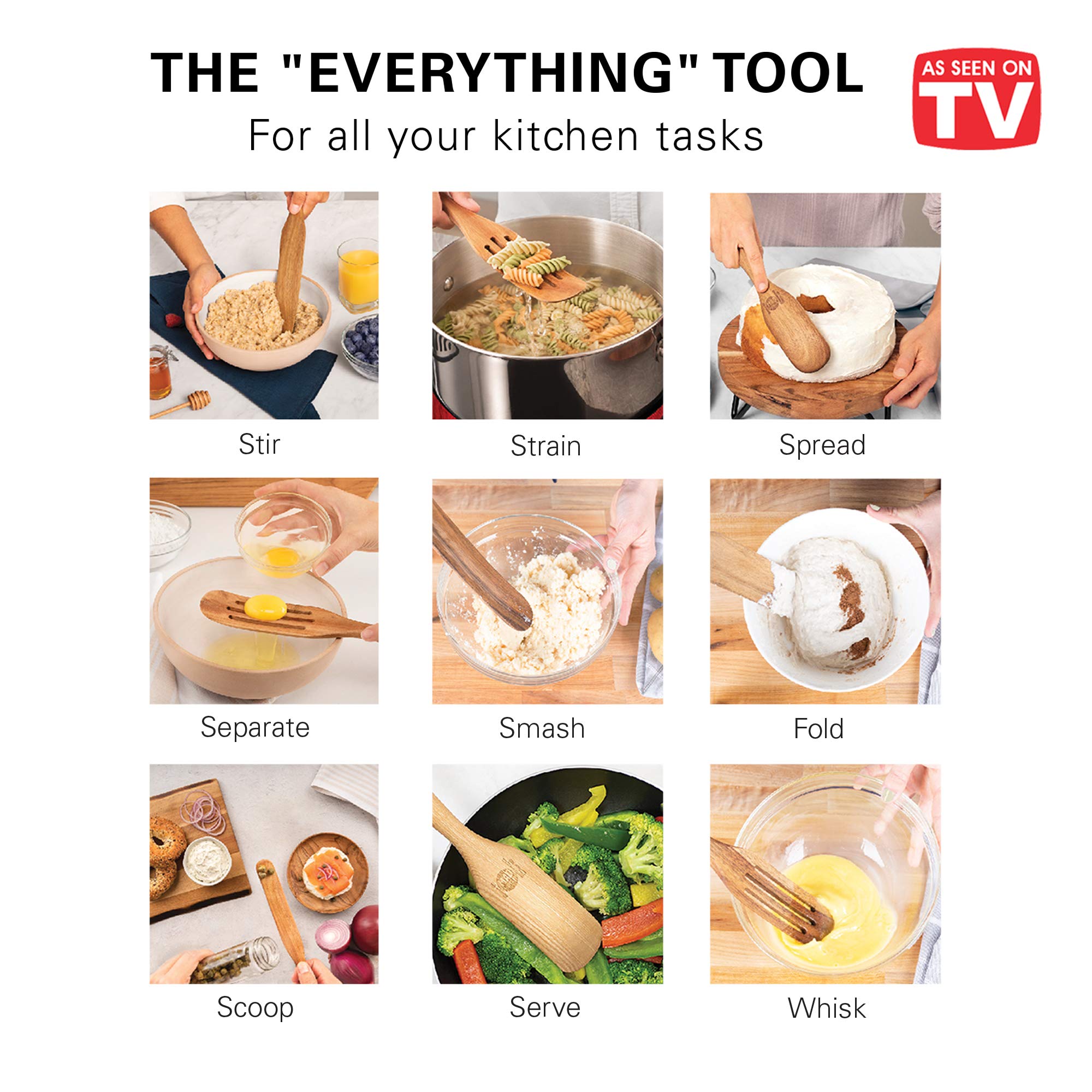 Mad Hungry Spurtle Medium Slotted drains liquids and sifts dry ingredients.
